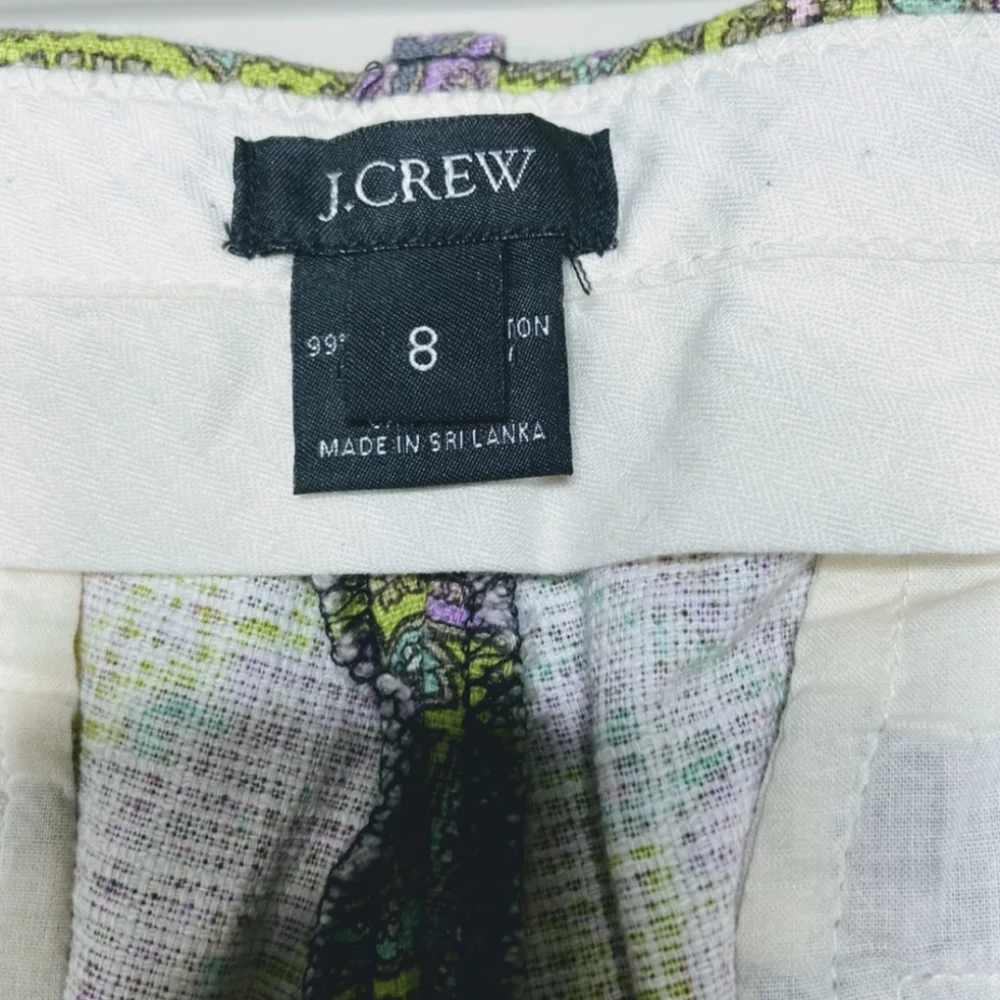 J. Crew Print Capri Pants - Sovereign Paisley Lilac Chartreuse Office Ankle